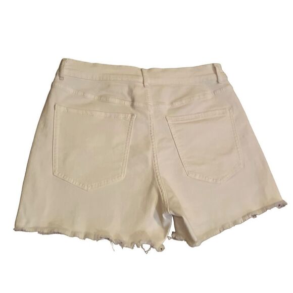 Express High Rise Shortie White Jean Shorts Size 10 - Picture 4 of 6